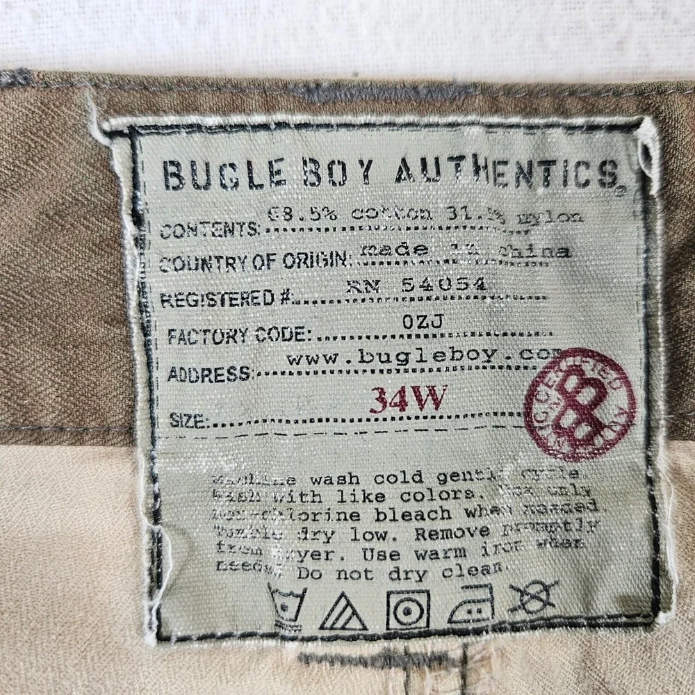 Bugle Boy Cargo Shorts Men 34W Tan Utility Gorpcore‎ Cotton Nylon Relaxed Fit